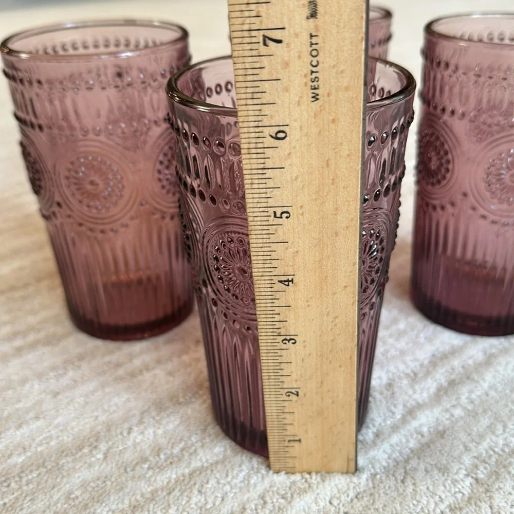 Set of 4 PIONEER WOMAN Adeline-Plum Glass Glasses 16 oz